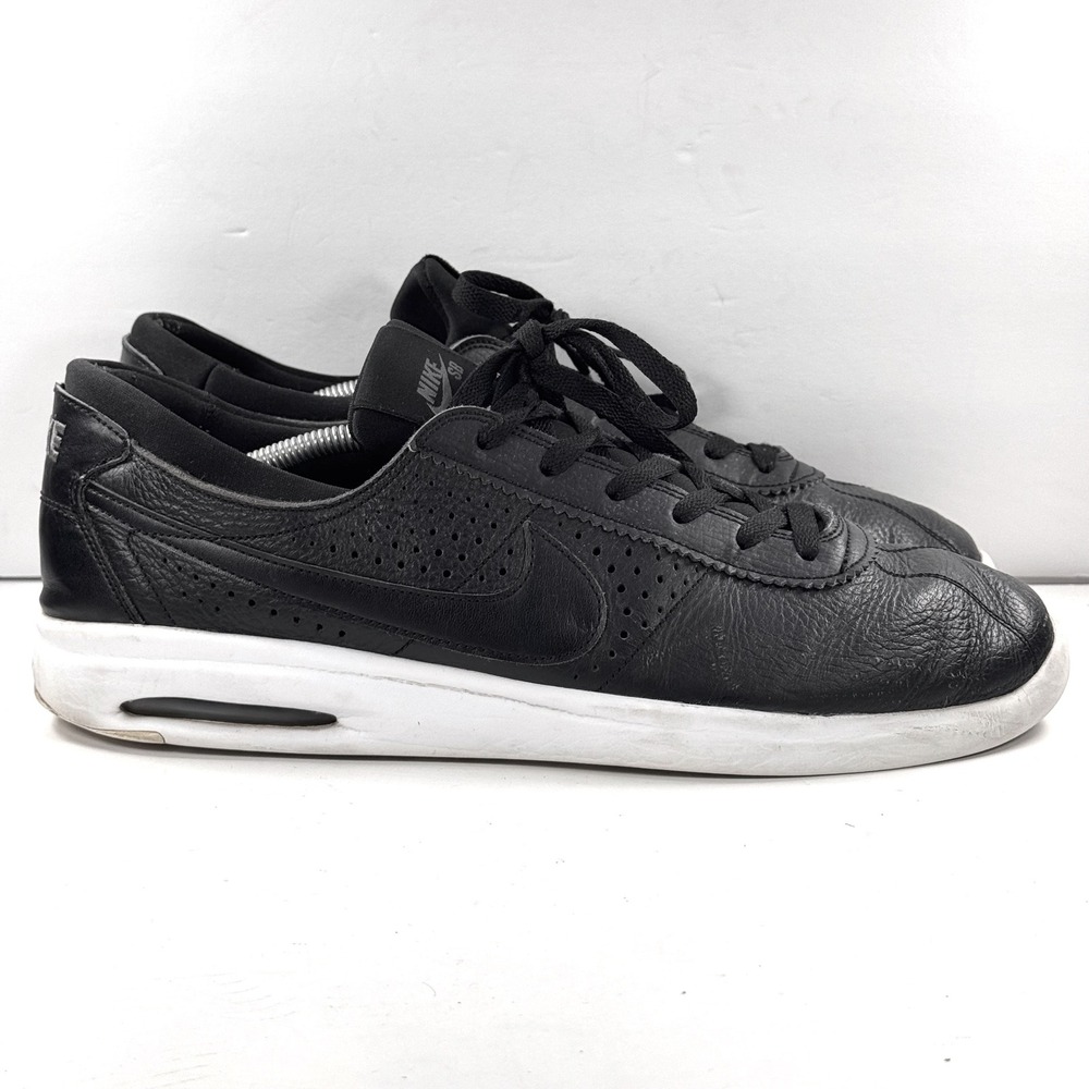 Nike SB Air Max Bruin Vapor Black Leather Skate Shoes 923111-001 Mens 13